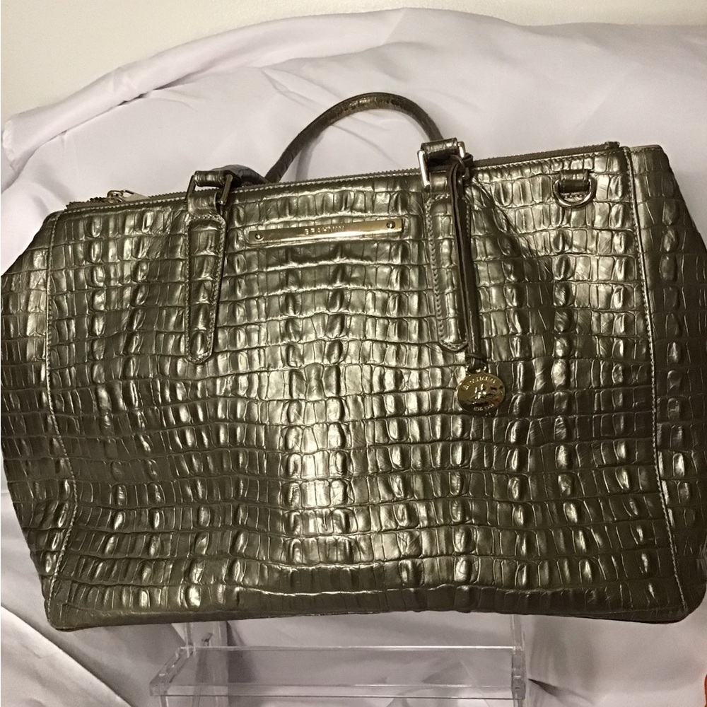 Brahmin Metallic Crocodile-Embossed Satchel - Picture 3 of 6